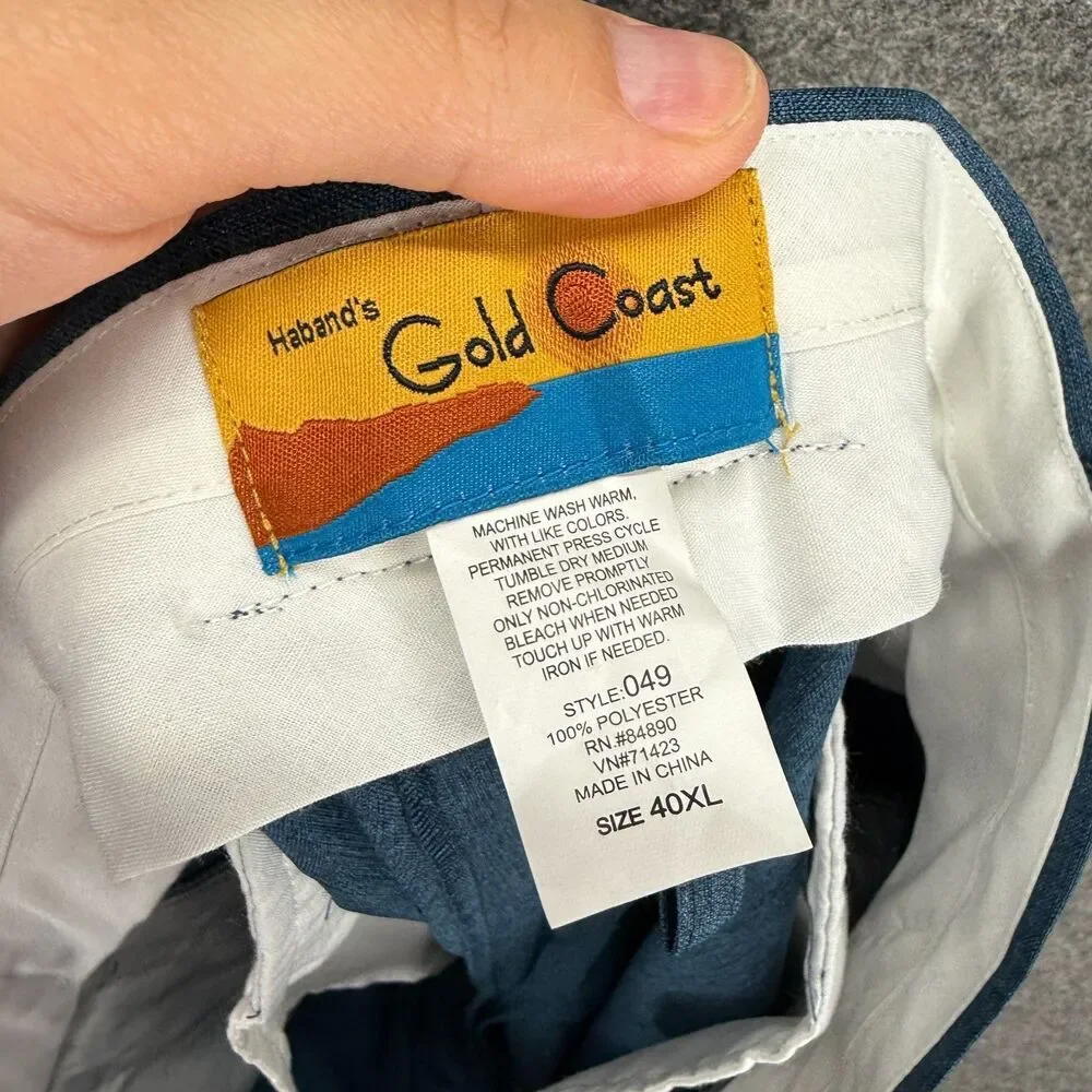 Gold Coast Dress Pants Men 40 Blue High Rise Pleated Straight Pockets Regular